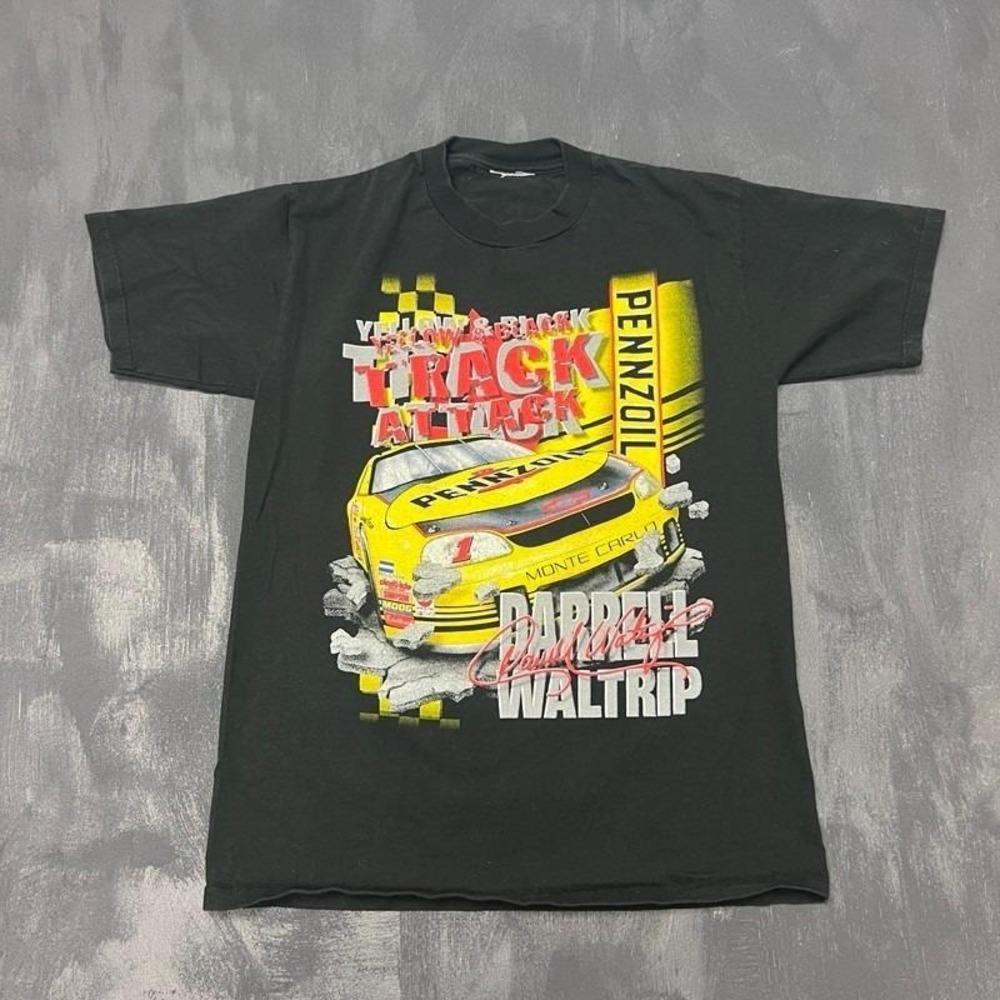 Vintage Darrell‎ Waltrip Nascar Shirt Mens Medium Black 1990s
